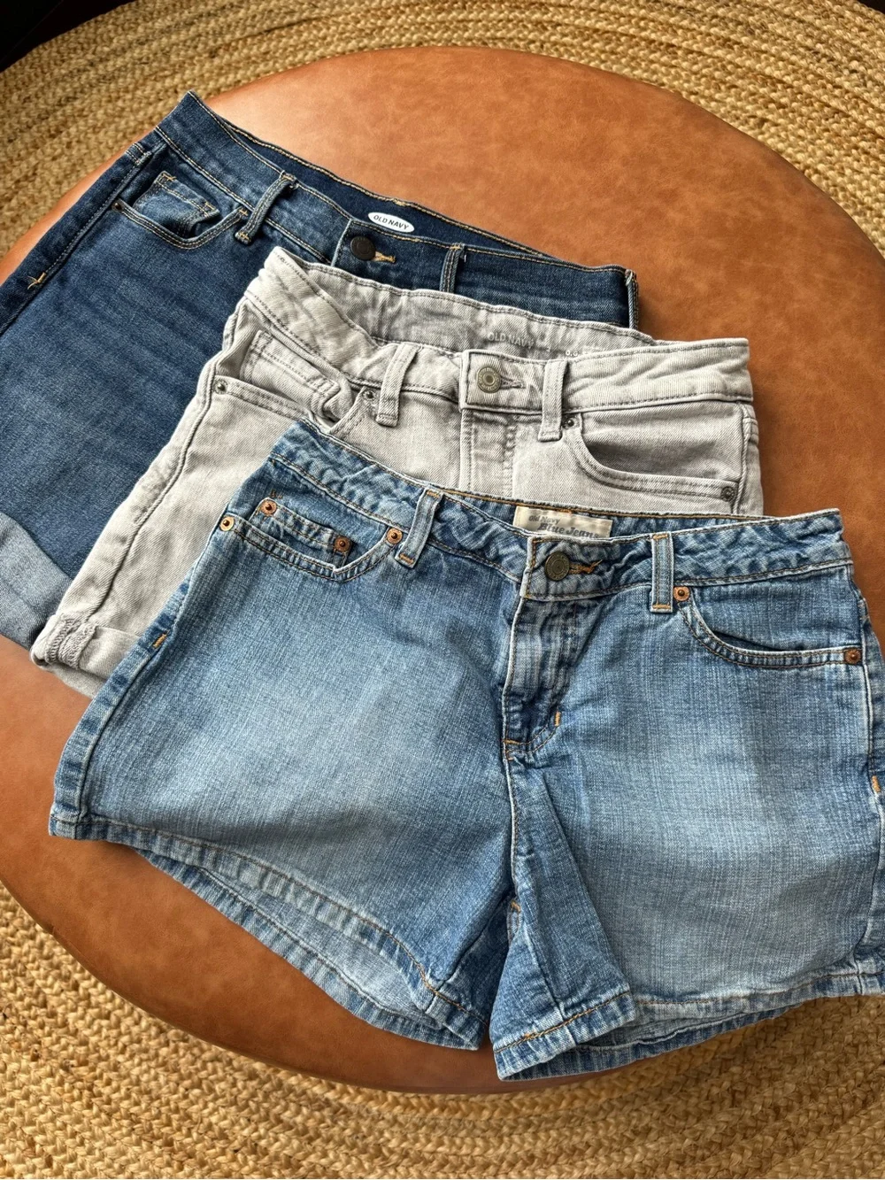 Old Navy Girls Denim Shorts Set - Light Blue, Gray, Dark Blue